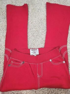 NEW True Religion Pull-On Flare Jeans Red Anniversary Small